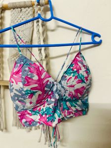 Floral Print Bralette Top - Adjustable