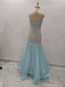 Blue Lace Mermaid Gown