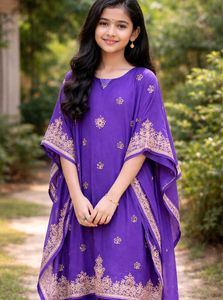 Purple Embroidered  KAFTAAN TOP