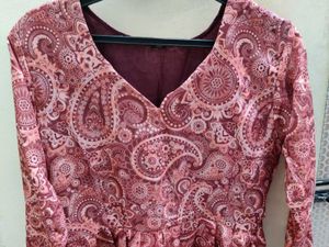 Paisley Print rust long kurti