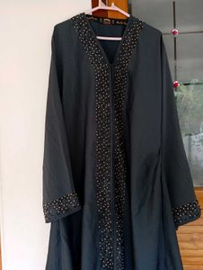 Elegant Black Abaya with Bead Detailing