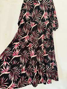 Black Leaf Pattern Anarkali Top🍀