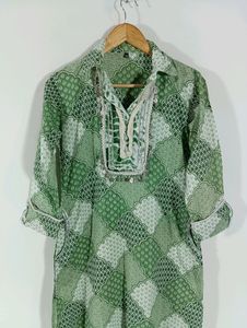 Green Patterned Tunic Dress