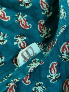 Teal Embroidered Short Kurti