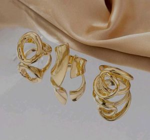 Gold Abstract Rings Set Of 3