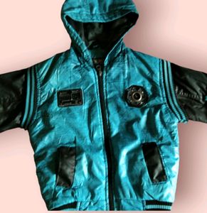 Warm Blue & Black Hooded Jacket