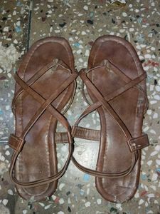 Brown Strappy Flats