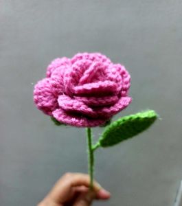 🥀 Handmade Crochet Pink Rose ✨