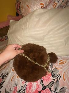 Fuzzy Brown Crossbody Bag
