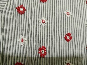 Striped Floral Embroidered Dress