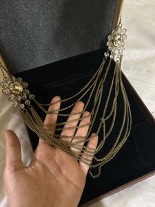 Set Of 2 Elegant Gold Floral Necklace