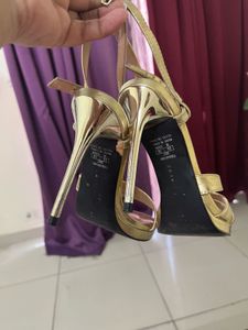 Zara Gold Strappy Heels - Size 7