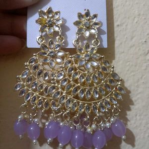 Elegant Lavender & Gold Earrings