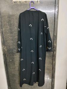 Black Embroidered short abaya..