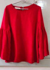 Red Bell Sleeve Top