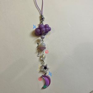 Purple Themed Handmade Beaded Phone Charm