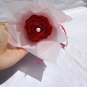 Elegant Red Rose Pin with Pearl