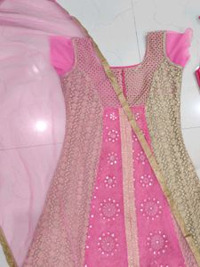Pink &amp; Gold Embroidered Kurta Set