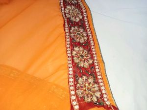 Gorgeous Orange Embroidered Sari