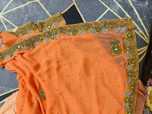 Beautiful Orange Colour Saree🧡