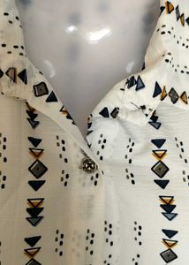 Geometric Print Button-Down Dress
