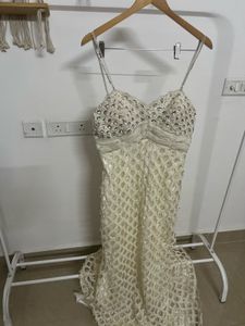 Silver Rhinestone Beaded Cocktail GOWN