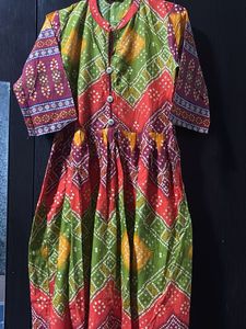 Colorful Bandhani Print Dress