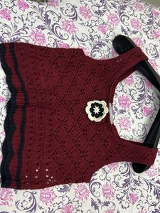 Beautiful Red and Black Crochia Flowers Top.