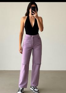H&amp;M 💜Lilac Wide Leg Jean 💜|Ripped