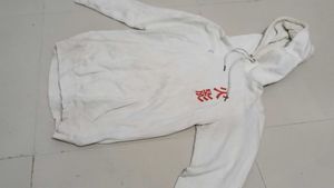 White Graphic Print Hoodie