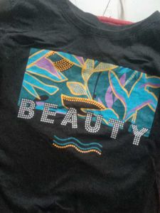 Black &#34;Beauty&#34; Long Sleeve Tee