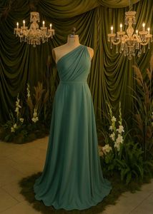 Elegant Green One-Shoulder Dress
