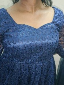 Blue Sequin Sharara Suit