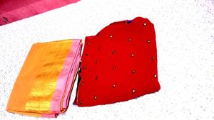Red &amp; Gold Saree
