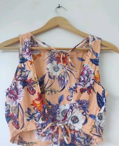 Floral Peach Crop Top
