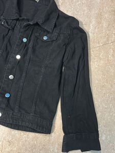 Black Denim Jacket with Accents