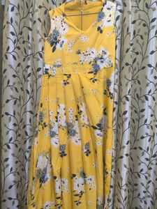 Yellow Printed Long Maxi Dress