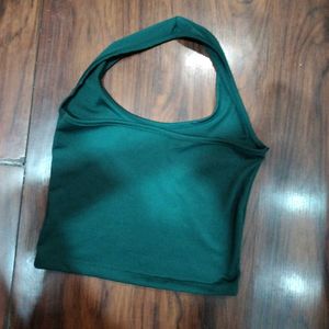 GREEN HALTER TOP