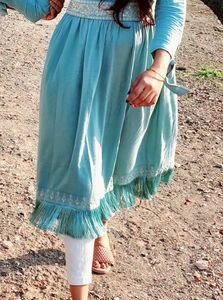 Sky Blue Embroidery Designer Dress