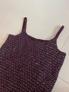 Maroon Sequin Sharara Suit Set