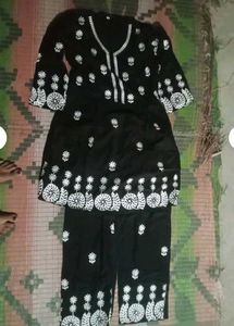 Black Embroidered Kurti with Palazzos