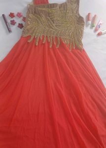 Elegant Orange Ethnic Gown