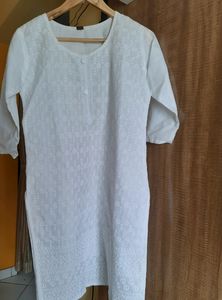 New White Embroidery Kurta