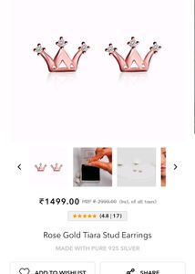 Giva Rose Gold Tiara Stud Earrings