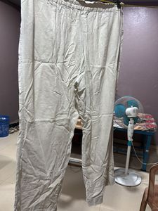 Beige Linen Blend Pants