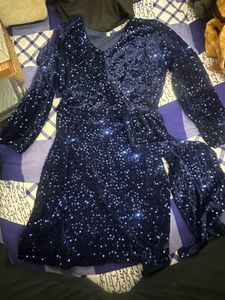 Sparkling Navy Blue Sequin Dress