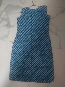 Blue Striped Sleeveless Dress