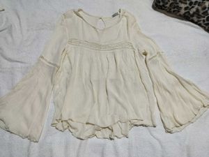 Elegant Cream Long Sleeve Blouse