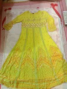 Bright Lemon Yellow Anarkali