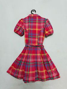 Pink Plaid Shirt Dress